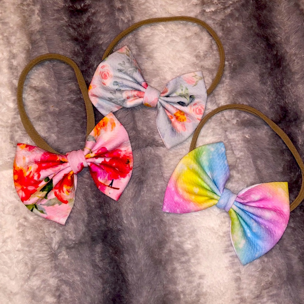 3 Big bow nylon headbands